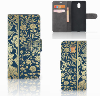 B2Ctelecom Nokia 3.1 (2018) Bookcase Hoesje Golden Flowers