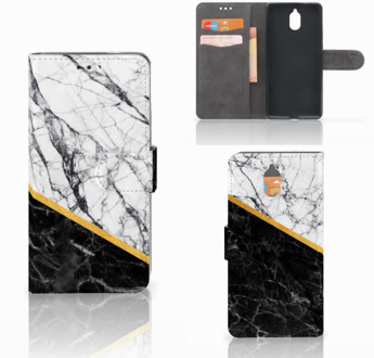 B2Ctelecom Nokia 3.1 (2018) Bookcase Hoesje Marble White Black