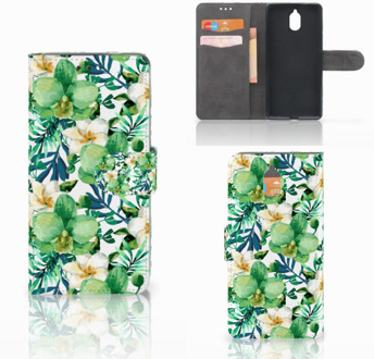 B2Ctelecom Nokia 3.1 (2018) Bookcase Hoesje Orchidee Groen