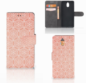 B2Ctelecom Nokia 3.1 (2018) Bookcase Hoesje Pattern Orange