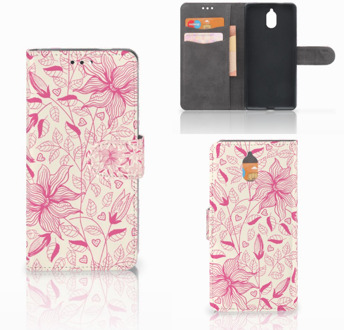 B2Ctelecom Nokia 3.1 (2018) Bookcase Hoesje Pink Flowers