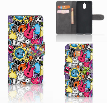 B2Ctelecom Nokia 3.1 (2018) Bookcase Hoesje Punk Rock