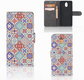 B2Ctelecom Nokia 3.1 (2018) Bookcase Hoesje Tiles Color