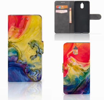 B2Ctelecom Nokia 3.1 (2018) Bookcase Hoesje Watercolor Dark