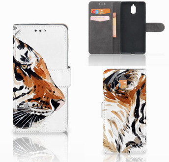 B2Ctelecom Nokia 3.1 (2018) Bookcase Hoesje Watercolor Tiger