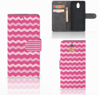 B2Ctelecom Nokia 3.1 (2018) Bookcase Hoesje Waves Pink