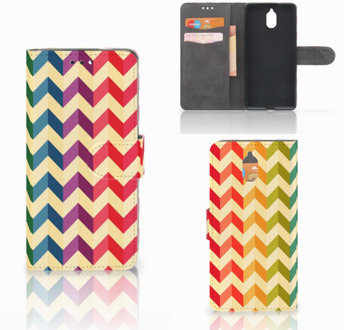 B2Ctelecom Nokia 3.1 (2018) Bookcase Hoesje Zigzag Color