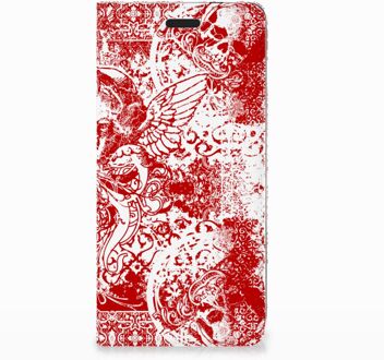 B2Ctelecom Nokia 3.1 (2018) Standcase Hoesje Design Angel Skull Red