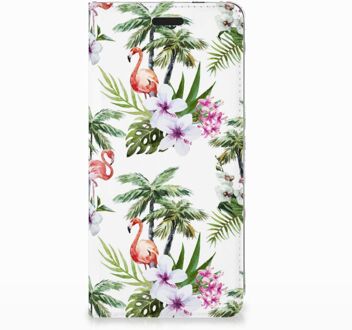 B2Ctelecom Nokia 3.1 (2018) Standcase Hoesje Design Flamingo Palms