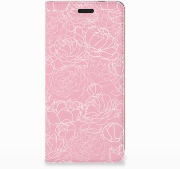 B2Ctelecom Nokia 3.1 (2018) Standcase Hoesje Design White Flowers