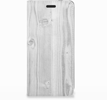 B2Ctelecom Nokia 3.1 (2018) Standcase Hoesje Design White Wood