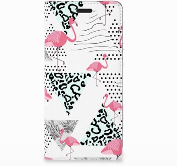 B2Ctelecom Nokia 3.1 (2018) Uniek Standcase Hoesje Flamingo Triangle