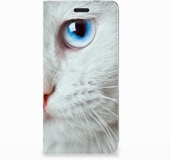 B2Ctelecom Nokia 3.1 (2018) Uniek Standcase Hoesje Witte Kat