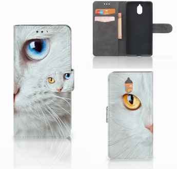 B2Ctelecom Nokia 3.1 (2018) Wallet Book Case Hoesje Witte Kat