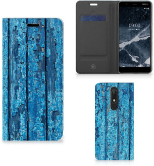 B2Ctelecom Nokia 5.1 (2018) Book Wallet Case Blauw Wood