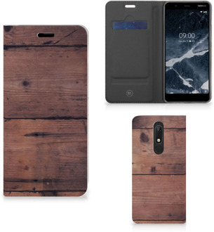 B2Ctelecom Nokia 5.1 (2018) Book Wallet Case Old Wood