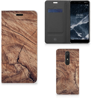 B2Ctelecom Nokia 5.1 (2018) Book Wallet Case Tree Trunk