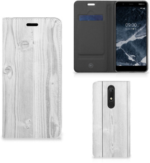 B2Ctelecom Nokia 5.1 (2018) Book Wallet Case White Wood