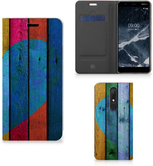 B2Ctelecom Nokia 5.1 (2018) Book Wallet Case Wood Heart