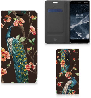 B2Ctelecom Nokia 5.1 (2018) Hoesje maken Pauw met Bloemen