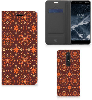 B2Ctelecom Nokia 5.1 (2018) Hoesje met Magneet Batik Brown