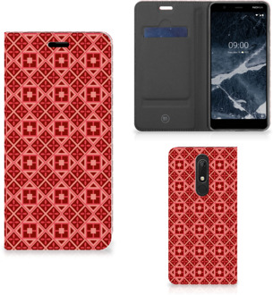 B2Ctelecom Nokia 5.1 (2018) Hoesje met Magneet Batik Red