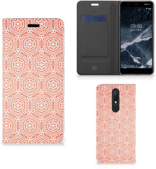 B2Ctelecom Nokia 5.1 (2018) Hoesje met Magneet Pattern Orange