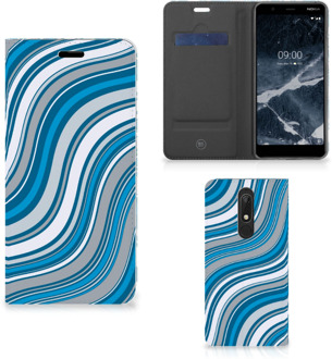 B2Ctelecom Nokia 5.1 (2018) Hoesje met Magneet Waves Blue