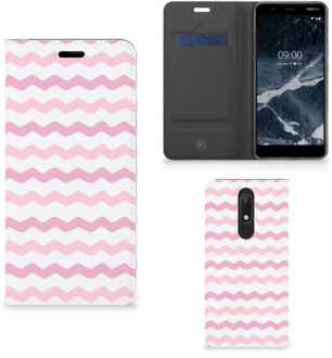 B2Ctelecom Nokia 5.1 (2018) Hoesje met Magneet Waves Roze