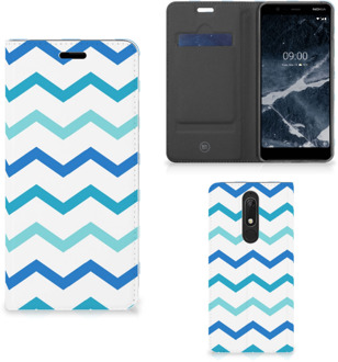 B2Ctelecom Nokia 5.1 (2018) Hoesje met Magneet Zigzag Blauw