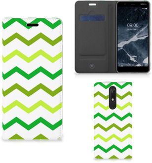 B2Ctelecom Nokia 5.1 (2018) Hoesje met Magneet Zigzag Groen