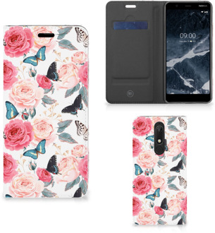 B2Ctelecom Nokia 5.1 (2018) Smart Cover Butterfly Roses