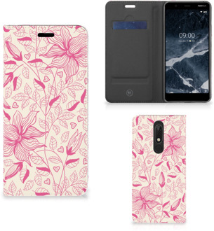 B2Ctelecom Nokia 5.1 (2018) Smart Cover Pink Flowers