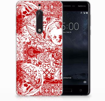 B2Ctelecom Nokia 5 TPU Hoesje Design Angel Skull Red