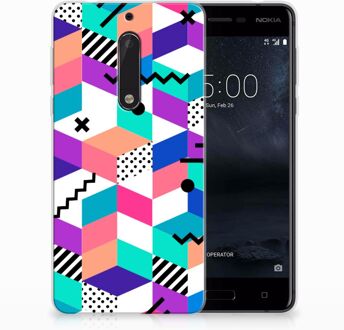 B2Ctelecom Nokia 5 TPU Hoesje Design Blocks Colorful