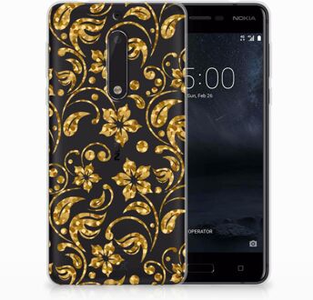 B2Ctelecom Nokia 5 TPU Hoesje Design Gouden Bloemen