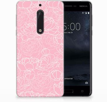 B2Ctelecom Nokia 5 TPU Hoesje Design White Flowers