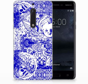 B2Ctelecom Nokia 5 Uniek TPU Hoesje Angel Skull Blue