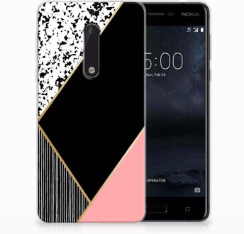 B2Ctelecom Nokia 5 Uniek TPU Hoesje Black Pink Shapes