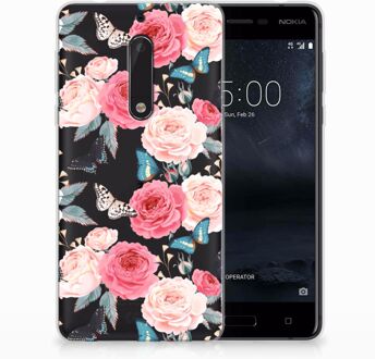 B2Ctelecom Nokia 5 Uniek TPU Hoesje Butterfly Roses