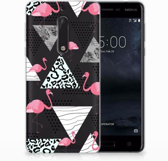 B2Ctelecom Nokia 5 Uniek TPU Hoesje Flamingo Triangle