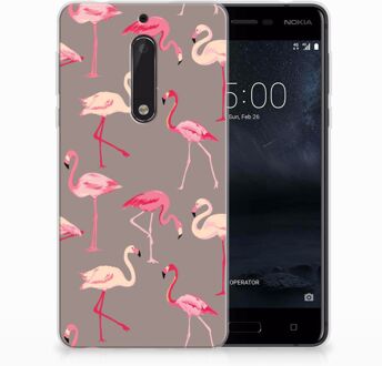 B2Ctelecom Nokia 5 Uniek TPU Hoesje Flamingo