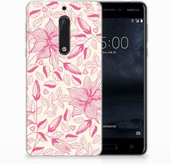 B2Ctelecom Nokia 5 Uniek TPU Hoesje Pink Flowers