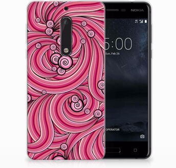 B2Ctelecom Nokia 5 Uniek TPU Hoesje Swirl Pink