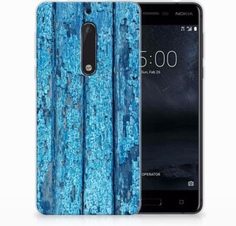 B2Ctelecom Nokia 5 Uniek TPU Hoesje Wood Blue