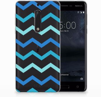 B2Ctelecom Nokia 5 Uniek TPU Hoesje Zigzag Blauw