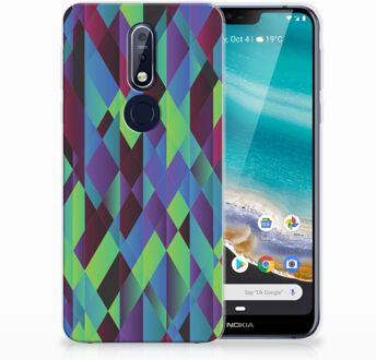 B2Ctelecom Nokia 7.1 TPU Hoesje Design Abstract Green Blue