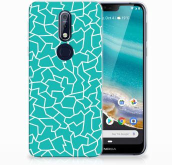 B2Ctelecom Nokia 7.1 TPU Hoesje Design Cracks Blue