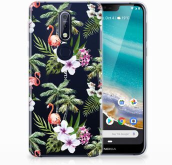 B2Ctelecom Nokia 7.1 TPU Hoesje Design Flamingo Palms