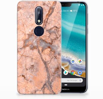 B2Ctelecom Nokia 7.1 TPU Hoesje Design Marmer Oranje